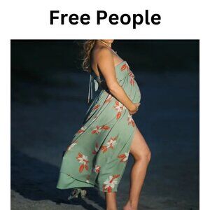 Free People XS/S Maxi Boho Flowy dress |adjustable halter and tie in back